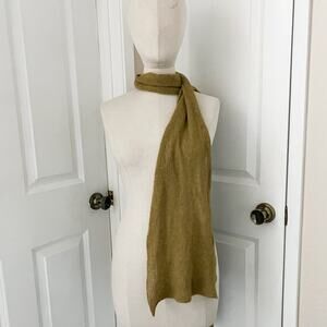 Eileen Fisher Scarf Wool Cashmere Green Olive Open Knit Lightweight 12" X 85"